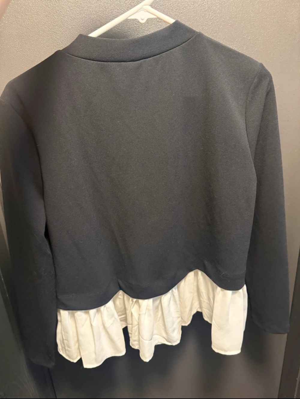 Ann Taylor Black Layered Sweatshirt with White Ruffle Hem